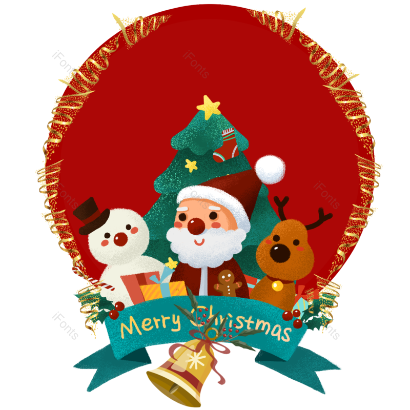 卡通图片,麋鹿元素,雪人PNG,手绘免抠素材
